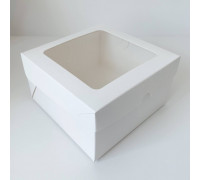 Коробка з вікном "Біла" для бенто-тортів, кексів, 160*160*90мм