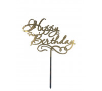 Дзеркальний топер "happy birthday" (золото)